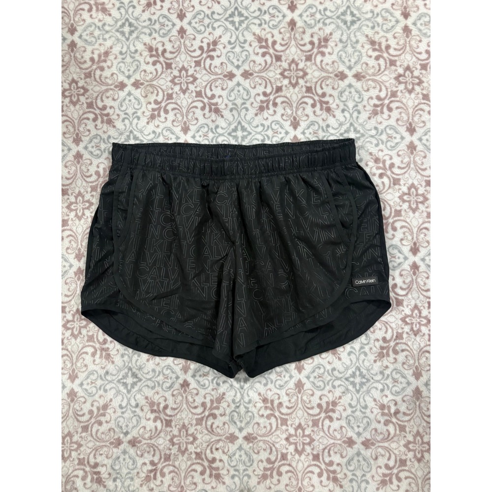 Calvin Klein Performance Black Tonal Logo Running Shorts Womens Large